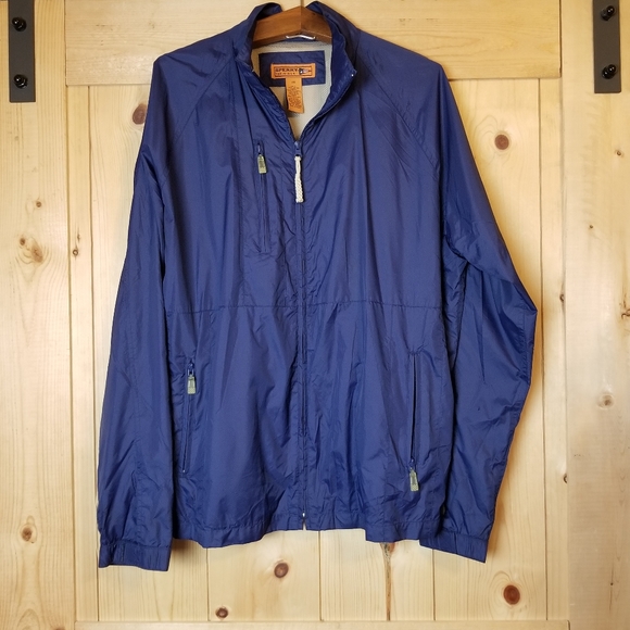 Sperry Top-Sider Nylon Mesh Lined Windbreaker Zip Front Running Jacket - Picture 2 of 13